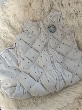Quilted Light Gray Star Print Baby Sleep Sack